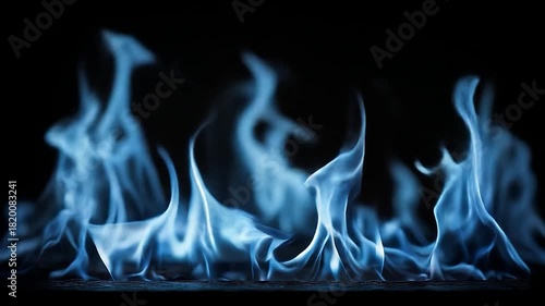 Azure Inferno  Dancing Blue Flames on Black Abstract Energy.