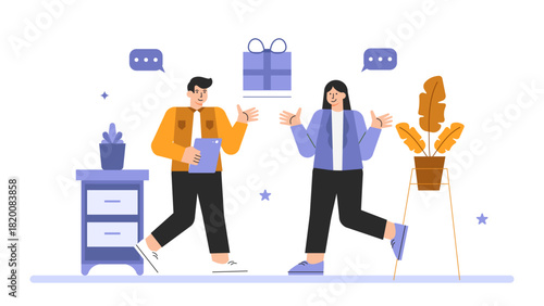 Flat Design Business Customer Loyalty Program Flat Vector Illustration