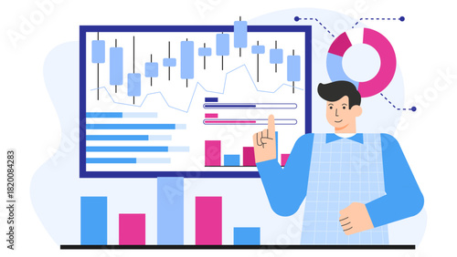 Flat Design Stock Market Volatility Concept Flat Vector Illustration