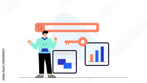 Flat Design SEO Optimization for Business Website Flat Vector Illustration