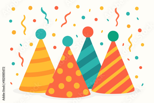 Party Hats New Year Flat Vector