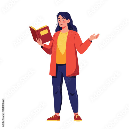 Woman Reading Book, Gesture Expression Education Inspiration, Open to New Ideas