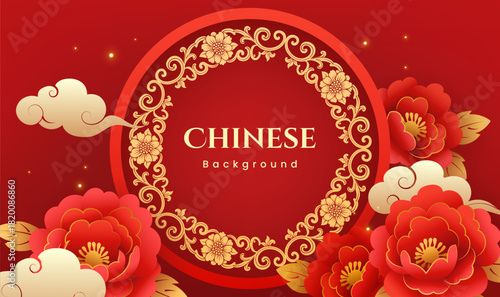 Red festive Chinese style festive banner New Year background