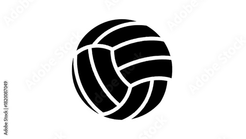 Vector illustration of black and white silhouette icon of a classic volleyball isolated on transparent background