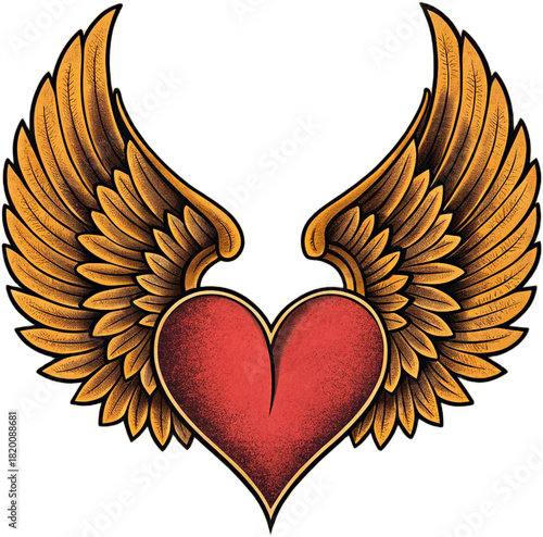 Golden Winged Heart Symbol of Love Freedom and Spiritual Ascension