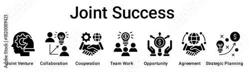 Joint Success banner web icon vector illustration concept for business with icon of Joint Venture, Collaboration, Cooperation, Team Work, Opportunity, Agreement, Strategic.