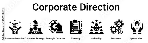 Corporate Direction banner web icon vector illustration concept for business with icon of Business Direction, Corporate Strategy, Strategic Decision, Planning, Leadership, Execution.