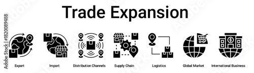 Trade Expansion banner web icon vector illustration concept for business with icon of Export, Import, Distribution Channels, Supply Chain, Logistics, Global Market, International.