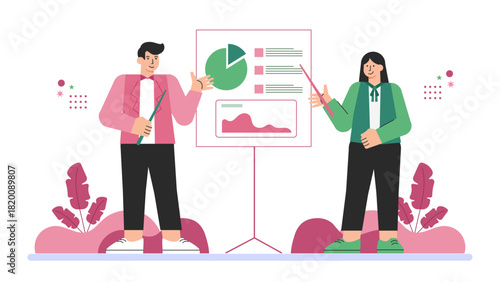 Business People Aligning Team Goals Flat Vector Illustration