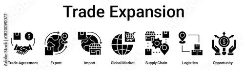 Trade Expansion banner web icon vector illustration concept for business with icon of Trade Agreement, Export, Import, Global Market, Supply Chain, Logistics.