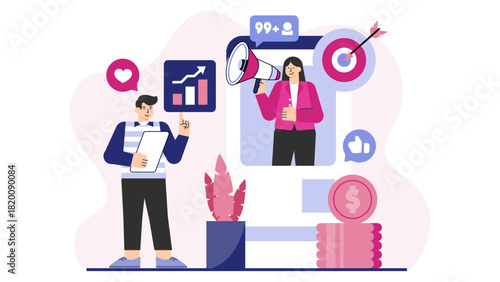 Flat Design Affiliate Marketing Business Concept Flat Vector Illustration