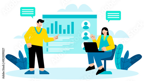 People Auditing Company Accounts Flat Vector Illustration