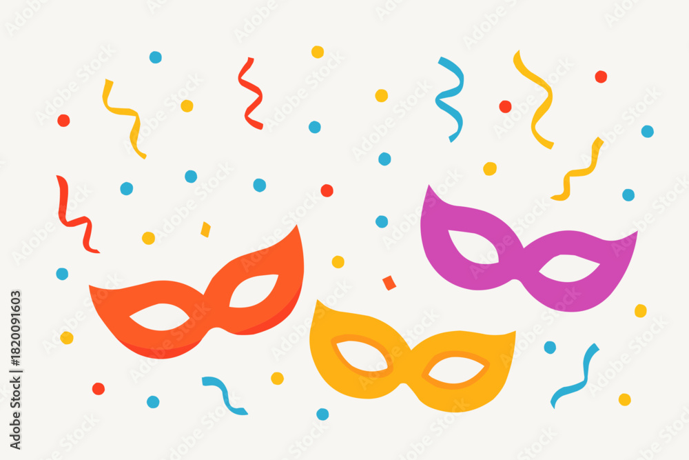 Fototapeta premium Party Mask New Year Flat Vector