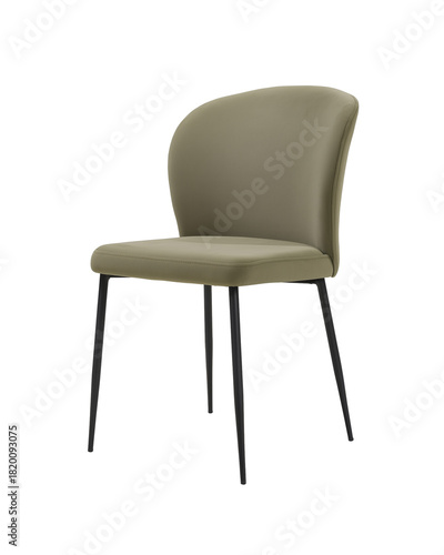 Wallpaper Mural Contemporary dining chair with olive-green upholstery and black metal legs on transparent background Torontodigital.ca