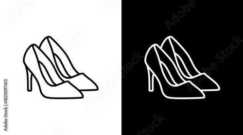 High Heels White Icon Set Design