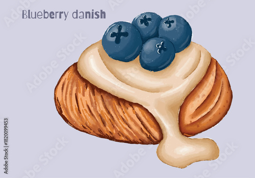 Blueberry Danish Pastry Oil Pastel