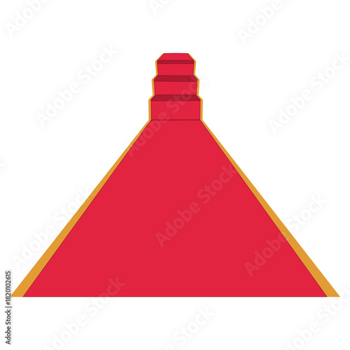 Flat red carpet with simple shapes leading to a small stairway, great for presentation and illustration