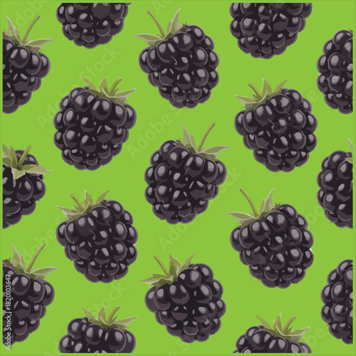 Seamless Blackberry Pattern Vector | Realistic Fruit Background Design