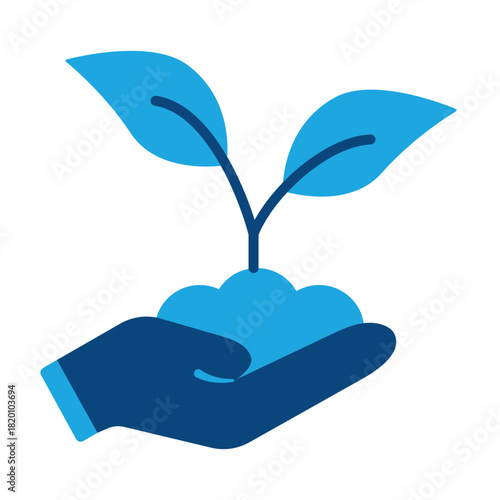 Hand Holding Seedling Symbol of Growth and Environmental Care