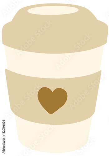 Hand drawn cute coffee latte cappuccino take out cup