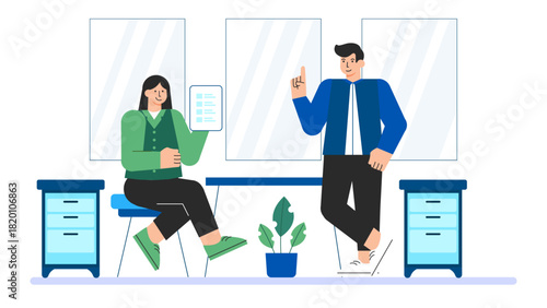 Flat Design Employee Performance Evaluation Flat Vector Illustration