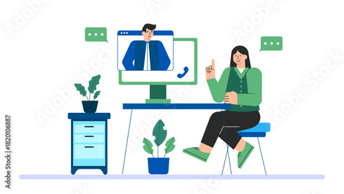Remote hiring process illustration Flat Vector Illustration