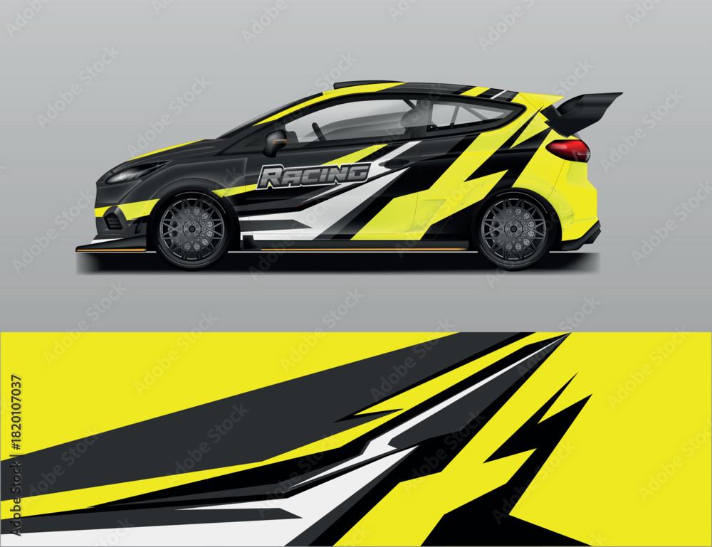 Fototapeta premium Car wrap design vector. Background livery racing