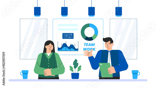Business team having conflict resolution meeting Flat Vector Illustration