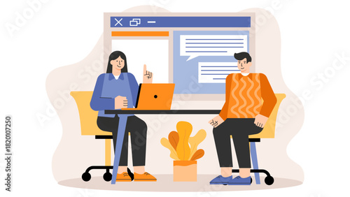 Flat vector of business interview process Flat Vector Illustration