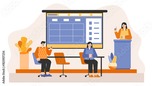 Flat vector of corporate training workshop Flat Vector Illustration