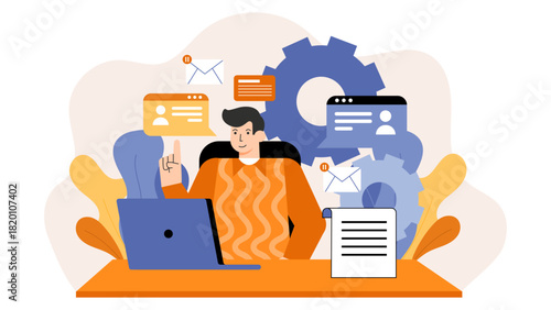 Employee assistance program support illustration Flat Vector Illustration