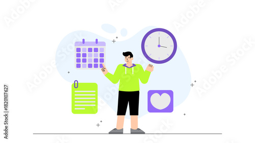 Flat illustration of work-life balance in corporate life Flat Vector Illustration