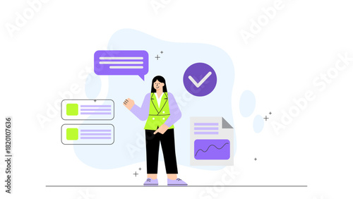 Flat vector of manager giving employee feedback Flat Vector Illustration