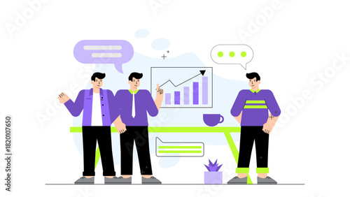 Business team having conflict resolution meeting Flat Vector Illustration