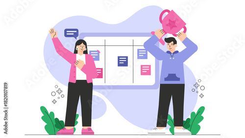 Flat illustration of employee motivation and rewards Flat Vector Illustration