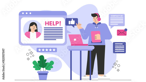 Employee assistance program support illustration Flat Vector Illustration