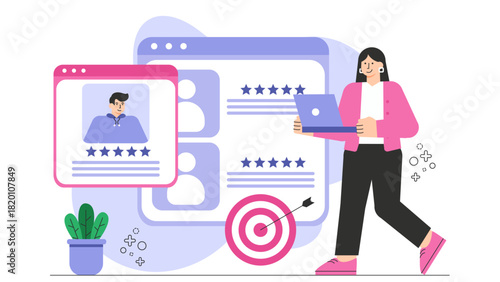 Flat vector of HR recruitment strategy planning Flat Vector Illustration