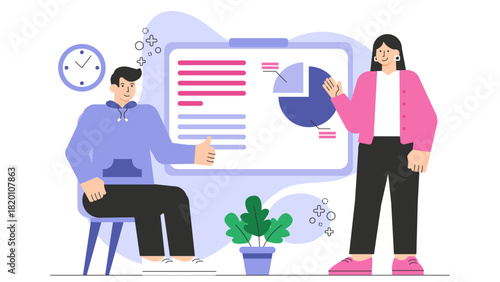 Flat design of professional mentorship program Flat Vector Illustration