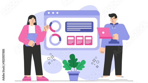 Flat vector of manager giving employee feedback Flat Vector Illustration