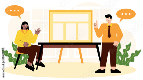 Business team working on diversity and inclusion program Flat Vector Illustration