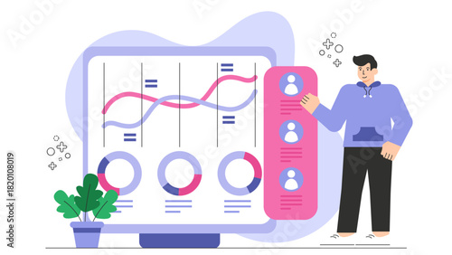 Flat vector of HR analytics dashboard Flat Vector Illustration
