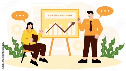 Flat illustration of career coaching session Flat Vector Illustration