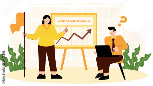 Flat design of professional mentorship program Flat Vector Illustration