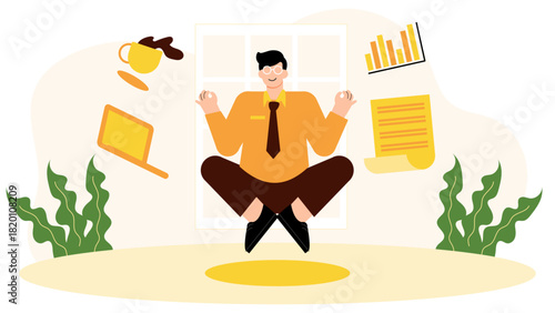 Flat illustration of work-life balance in corporate life Flat Vector Illustration