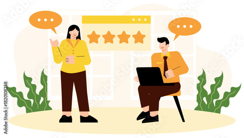 Flat vector of manager giving employee feedback Flat Vector Illustration