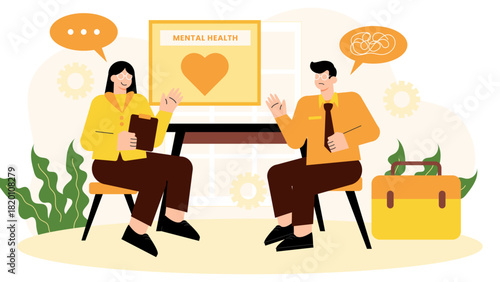 Flat illustration of workplace mental health support Flat Vector Illustration