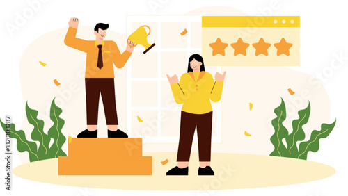 Flat design of employee recognition award Flat Vector Illustration