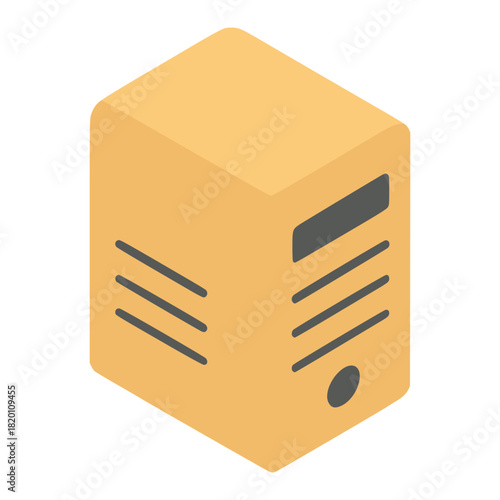 computer system unit CPU flat color vector illustration template design