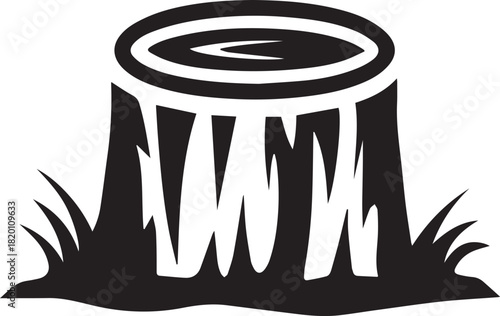 Tree Stump Silhouette Vector, Tree Stump Black Logo