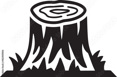 Tree Stump Silhouette Vector, Tree Stump Black Logo